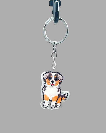 American Short Hair Cat Acrylic Keychain Cute kawaii animal memorial ornament, pet portrait charm gift  backpack photo fob or dad car décor