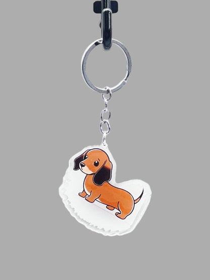 Dachshund Dog Acrylic keychain, Cute kawaii memorial ornament, pet portrait charm gift  backpack photo fob, dad car décor, dog mom gift