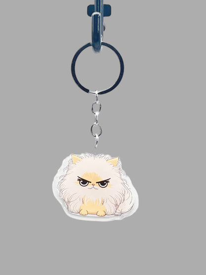 Persian Cat Acrylic Keychain, Cute kawaii memorial ornament, pet portrait charm, backpack fob, dad car décor, stocking stuffer, birthday gift