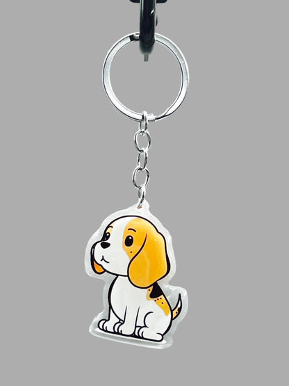 Beagle Dog Acrylic keychain Cute kawaii memorial ornament, pet portrait charm gift  backpack photo fob, dad car décor, first day of school