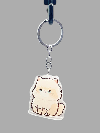 Persian Cat Acrylic Keychain, Cute kawaii memorial ornament, pet portrait charm, backpack fob, dad car décor, stocking stuffer, birthday gift