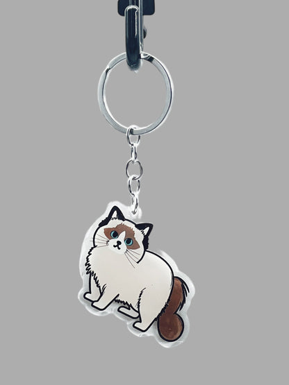 Siamese Cat Acrylic Keychain, Wildlife Cute kawaii memorial ornament, pet portrait charm, backpack fob, dad car décor, stocking stuffer, birthday gift