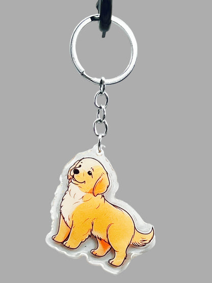 Golden Labrador Dog Acrylic keychain, Cute kawaii memorial ornament, pet portrait charm gift, backpack photo fob, dad car décor, dog mom gift