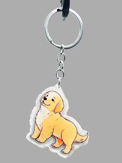 Golden Labrador Dog Acrylic keychain, Cute kawaii memorial ornament, pet portrait charm gift, backpack photo fob, dad car décor, dog mom gift