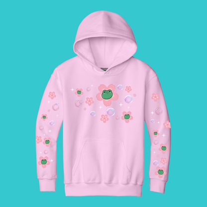 Youth Kawaii Frog Sakura Hoodie  : Perfect Mother's Day Gift & Fall Winter Essential  .  Trendy, Cherry Blossom Style for Your Best Friend's