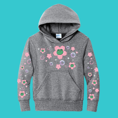 Youth Kawaii Frog Sakura Hoodie  : Perfect Mother's Day Gift & Fall Winter Essential  .  Trendy, Cherry Blossom Style for Your Best Friend's