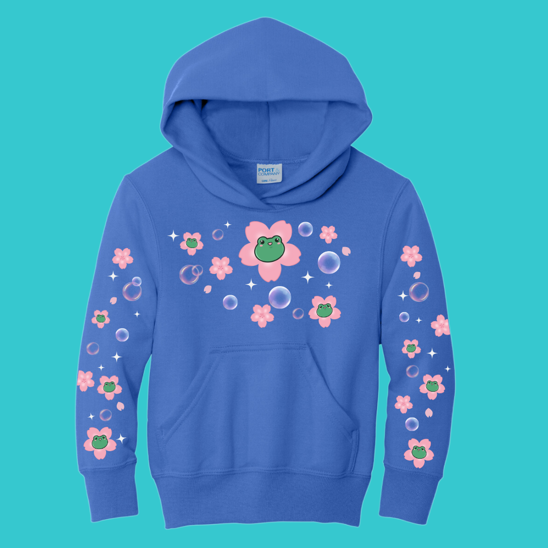 Youth Kawaii Frog Sakura Hoodie  : Perfect Mother's Day Gift & Fall Winter Essential  .  Trendy, Cherry Blossom Style for Your Best Friend's
