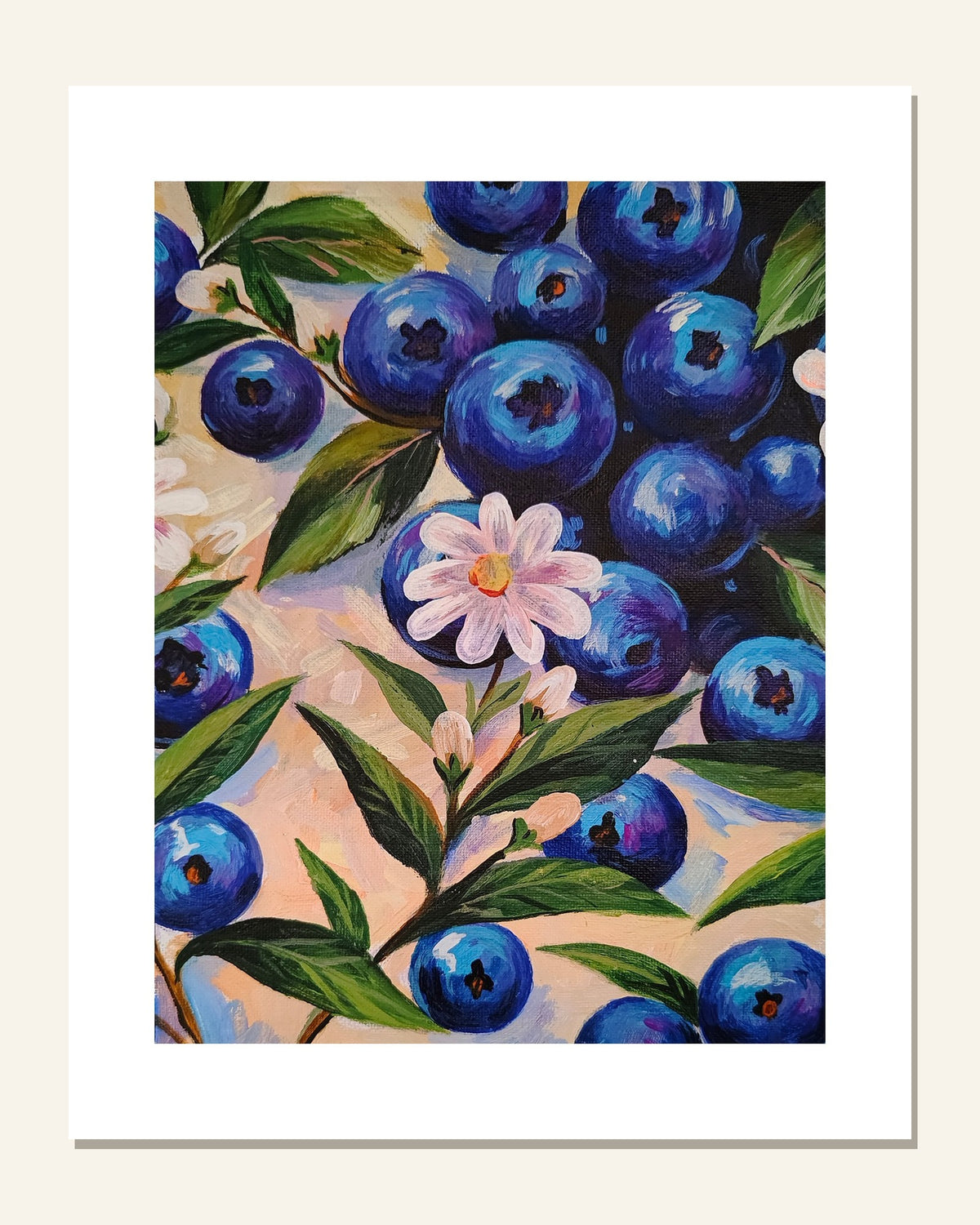 Blueberries & Blossom — unframed 8 × 10 art print with white border, exactly as it arrives