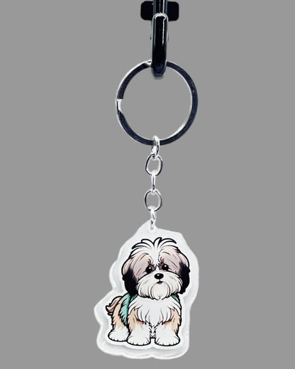 Shih Tzu Dog Acrylic Keychain, Cute kawaii memorial ornament, pet portrait charm gift, backpack fob, dad car décor, dog mom gift
