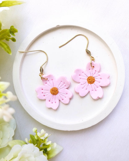 Sakura polymer clay earrings, japanese kawaii earrings, fun funky weird handmade cottagecore, cute anime, novelty quirky unique earrings