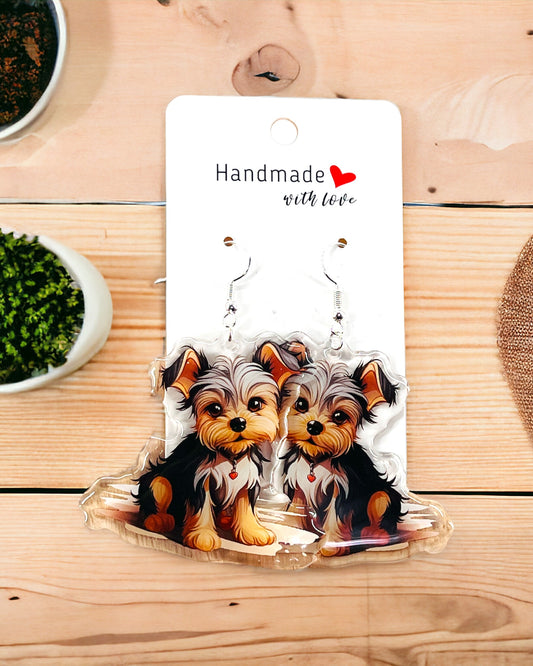 Yorkshire Terrier Dog mom Acrylic fun kawaii earrings, pet memorial charm, cute puppy, loss sympathy, quirky earrings, grief gift for her