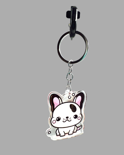 French Bulldog Dog Acrylic Keychain Cute kawaii memorial ornament, pet portrait charm gift  backpack photo fob, dad car décor, dog mom gift