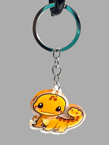 Leopard Geco Acrylic Keychain, Wildlife Cute kawaii memorial ornament, pet portrait charm gift  backpack fob, dad car décor, first day of school gift