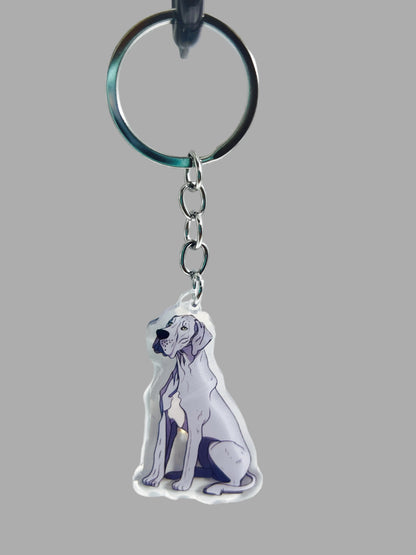 Great Dane Dog Acrylic keychain, Cute kawaii memorial ornament, pet portrait charm gift, backpack photo fob, dad car décor, dog mom gift