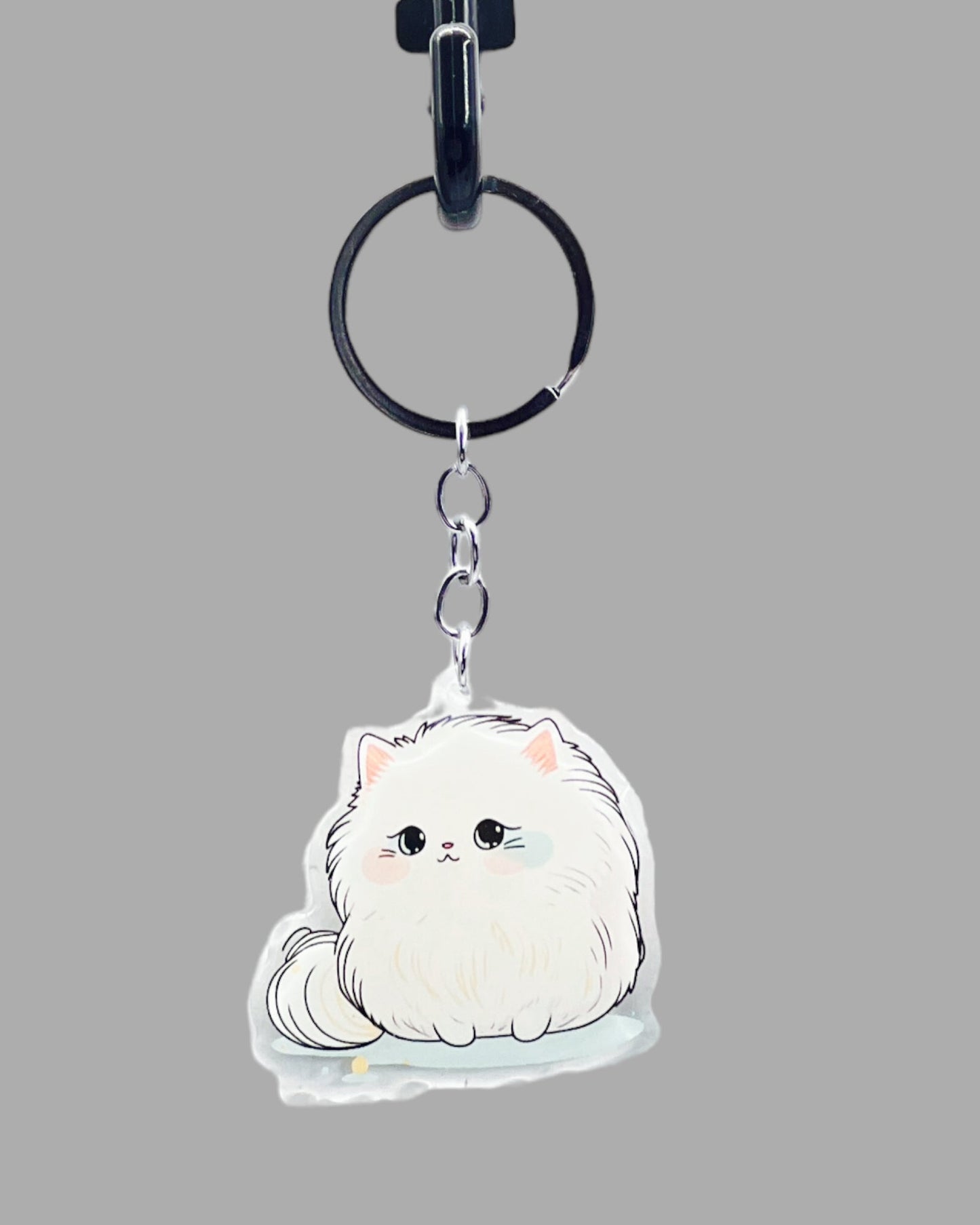 Persian Cat Acrylic Keychain, Cute kawaii memorial ornament, pet portrait charm, backpack fob, dad car décor, stocking stuffer, birthday gift