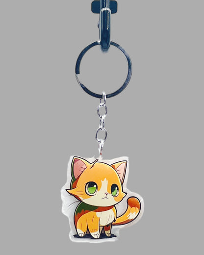 Cat Acrylic keychain, Cute kawaii memorial ornament, pet portrait charm gift  backpack fob, dad car décor, first day of school gift