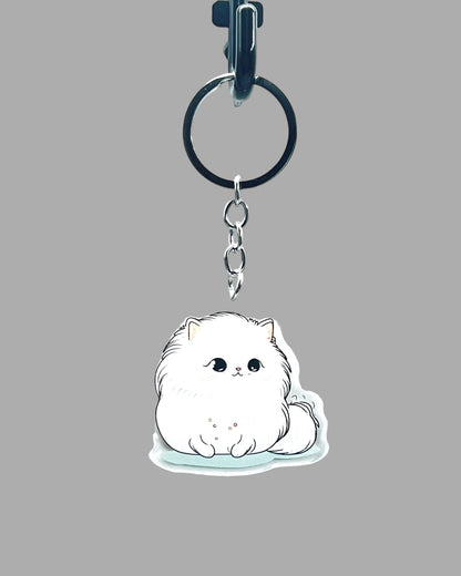 Persian Cat Acrylic Keychain, Cute kawaii memorial ornament, pet portrait charm, backpack fob, dad car décor, stocking stuffer, birthday gift