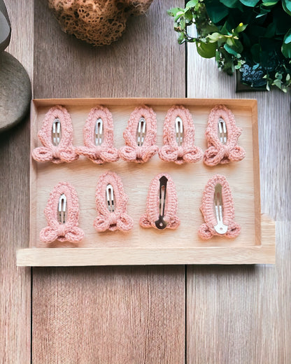 Trendy Girls' Gifts : Crochet Hair Clips . Barrettes for Teens, Granddaughters, Newborn Girl Outfits, with Embroidery Designs
