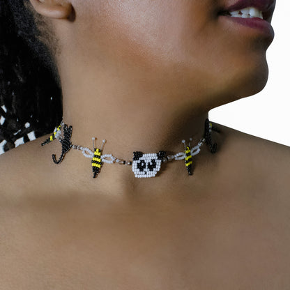Bee, cat necklace