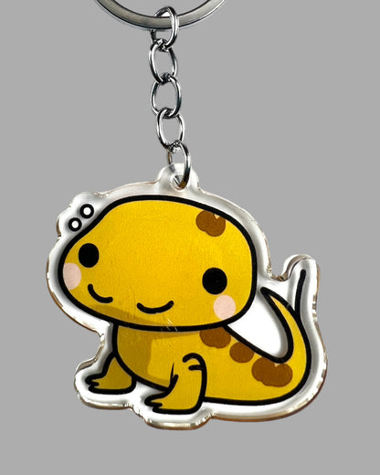 Leopard Geco Acrylic Keychain, Wildlife Cute kawaii memorial ornament, pet portrait charm gift  backpack fob, dad car décor, first day of school gift
