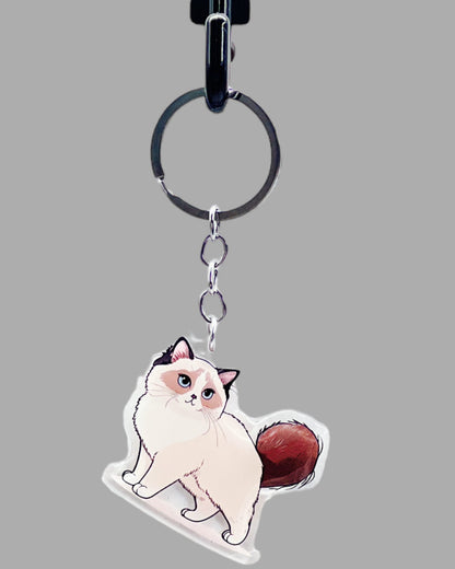 Siamese Cat Acrylic Keychains, Cute kawaii memorial ornament, pet portrait charm, backpack fob, dad car décor, stocking stuffer, birthday gift