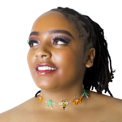 Frog, Bee, butterfly necklace