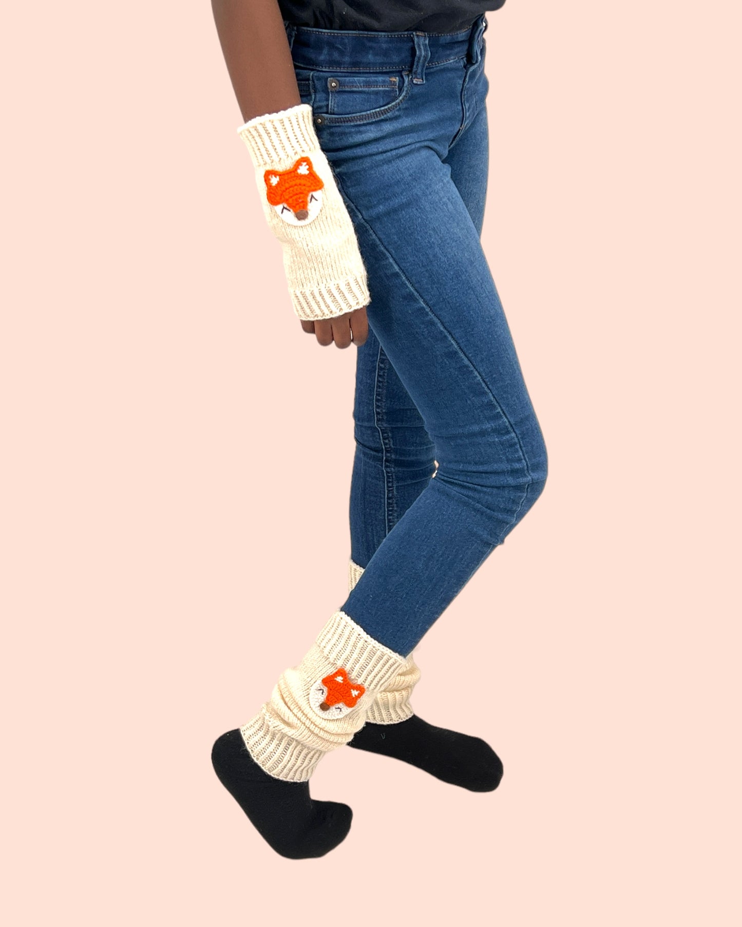 Cute Fox Crochet Leg Warmers . Ideal Gift for Girls . Granddaughter, Daughter, Niece . Perfect for Stocking Stuffers, Baby Showers, Back-to-School