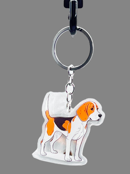Beagle Dog Acrylic keychain Cute kawaii memorial ornament, pet portrait charm gift  backpack photo fob, dad car décor, first day of school