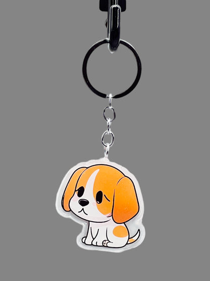 Beagle Dog Acrylic keychain Cute kawaii memorial ornament, pet portrait charm gift  backpack photo fob, dad car décor, first day of school