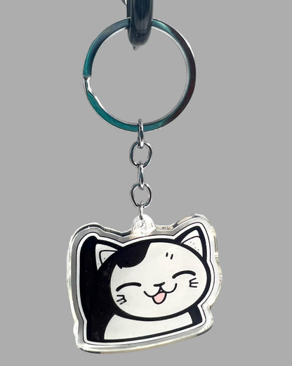 Munchkin Cat Acrylic Keychain, Cute kawaii memorial ornament, pet portrait charm gift  backpack fob, dad car décor, first day of school gift
