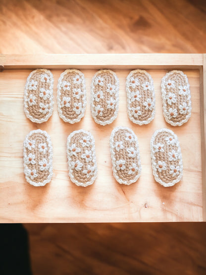 Trendy Girls' Gifts : Crochet Hair Clips . Barrettes for Teens, Granddaughters, Newborn Girl Outfits, with Embroidery Designs