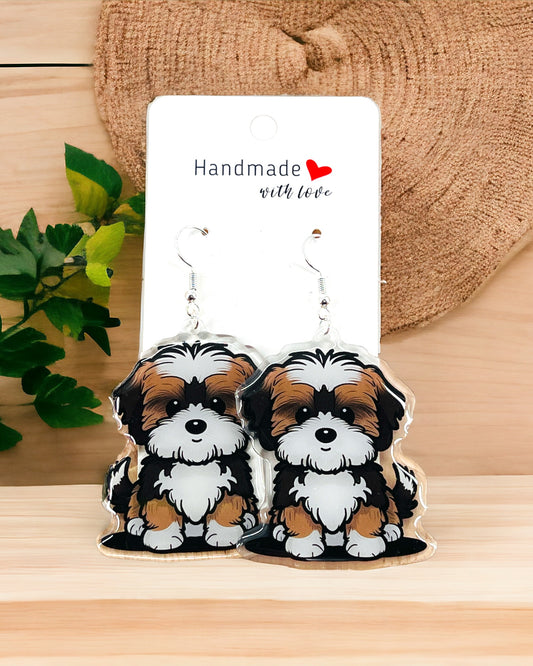Dog mom Acrylic fun kawaii earrings, pet memorial charm, cute puppy, loss sympathy, quirky earrings, grief gift for her, animal lover gift