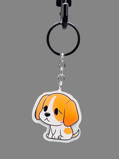 Beagle Dog Acrylic keychain Cute kawaii memorial ornament, pet portrait charm gift  backpack photo fob, dad car décor, first day of school