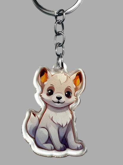 Hokkaido Dog Acrylic Keychain,  Cute kawaii memorial ornament, pet portrait charm gift, backpack fob, dad car décor, dog mom gift