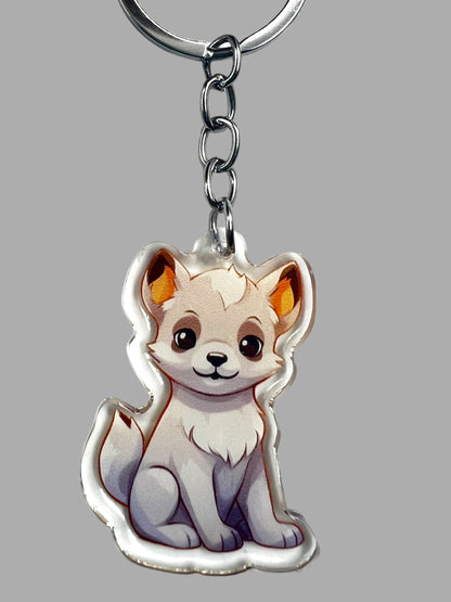 Hokkaido Dog Acrylic Keychain,  Cute kawaii memorial ornament, pet portrait charm gift, backpack fob, dad car décor, dog mom gift
