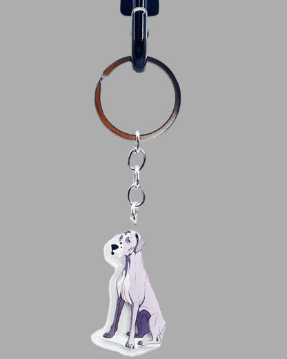 Great Dane Dog Acrylic keychain, Cute kawaii memorial ornament, pet portrait charm gift, backpack photo fob, dad car décor, dog mom gift