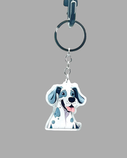 Great Dane Dog Acrylic keychain, Cute kawaii memorial ornament, pet portrait charm gift, backpack photo fob, dad car décor, dog mom gift