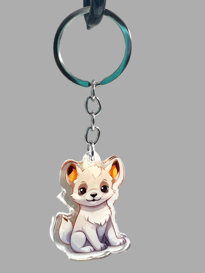 Hokkaido Dog Acrylic Keychain,  Cute kawaii memorial ornament, pet portrait charm gift, backpack fob, dad car décor, dog mom gift