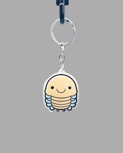 Isopod Wildlife Acrylic Keychain, Cute kawaii memorial ornament, pet portrait charm gift  backpack fob, dad car décor, first day of school gift