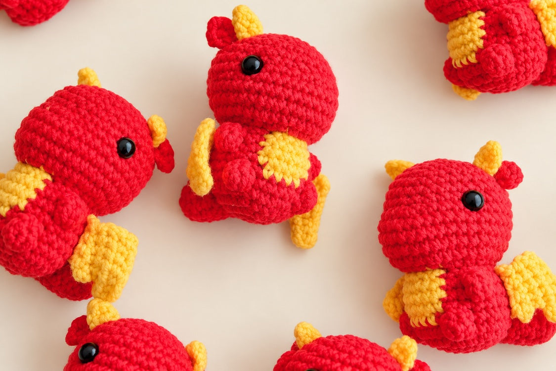 Red Dragon Crochet Keychain — handmade crochet keychain