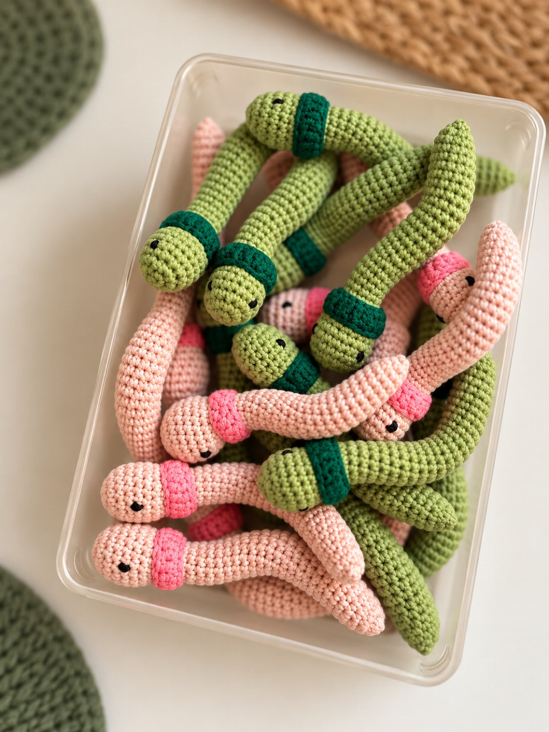 Worm Crochet Keychain — handmade crochet keychain