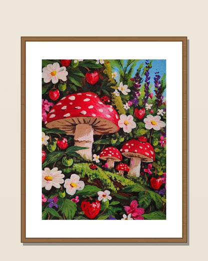 The Berry Patch shown in a natural wood frame for display inspiration — frame not included