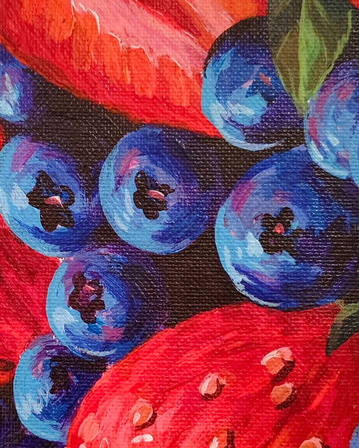 Detail close-up of the Strawberries & Blueberries artwork
