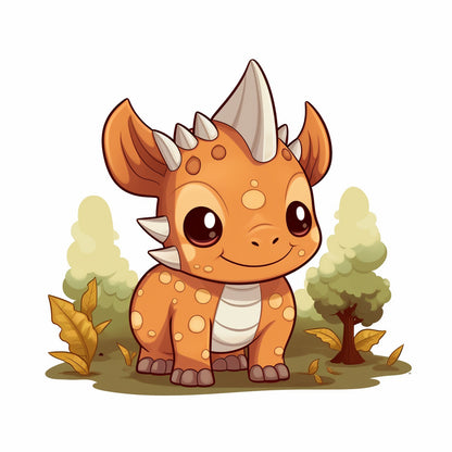 Triceratops (three-horned face) Kawaii Dinosaur Wildlife Acrylic Keychain