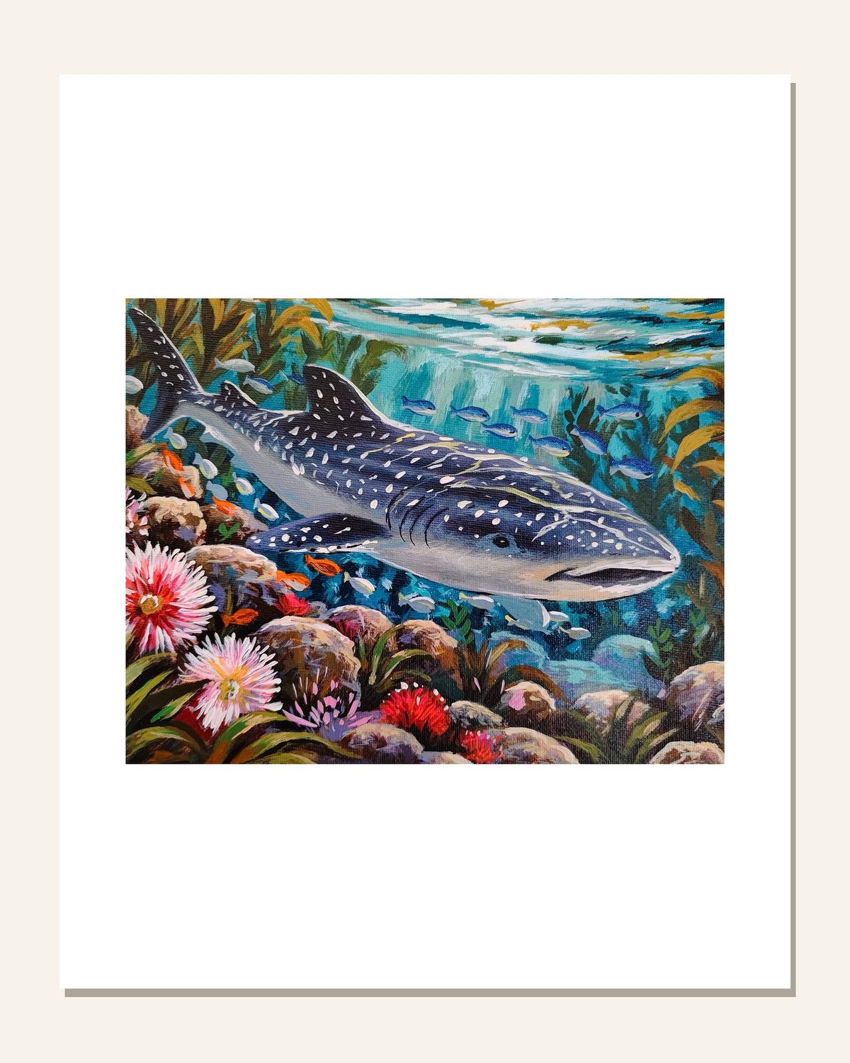 Whale Shark Reef — unframed 8 × 10 art print with white border, exactly as it arrives