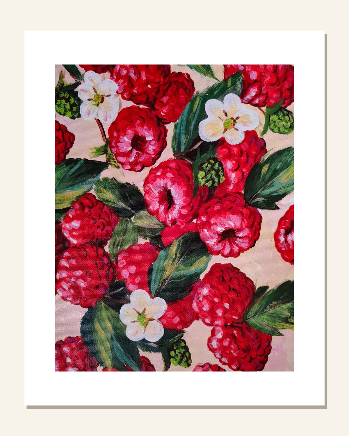 Wild Raspberries — unframed 8 × 10 art print with white border, exactly as it arrives