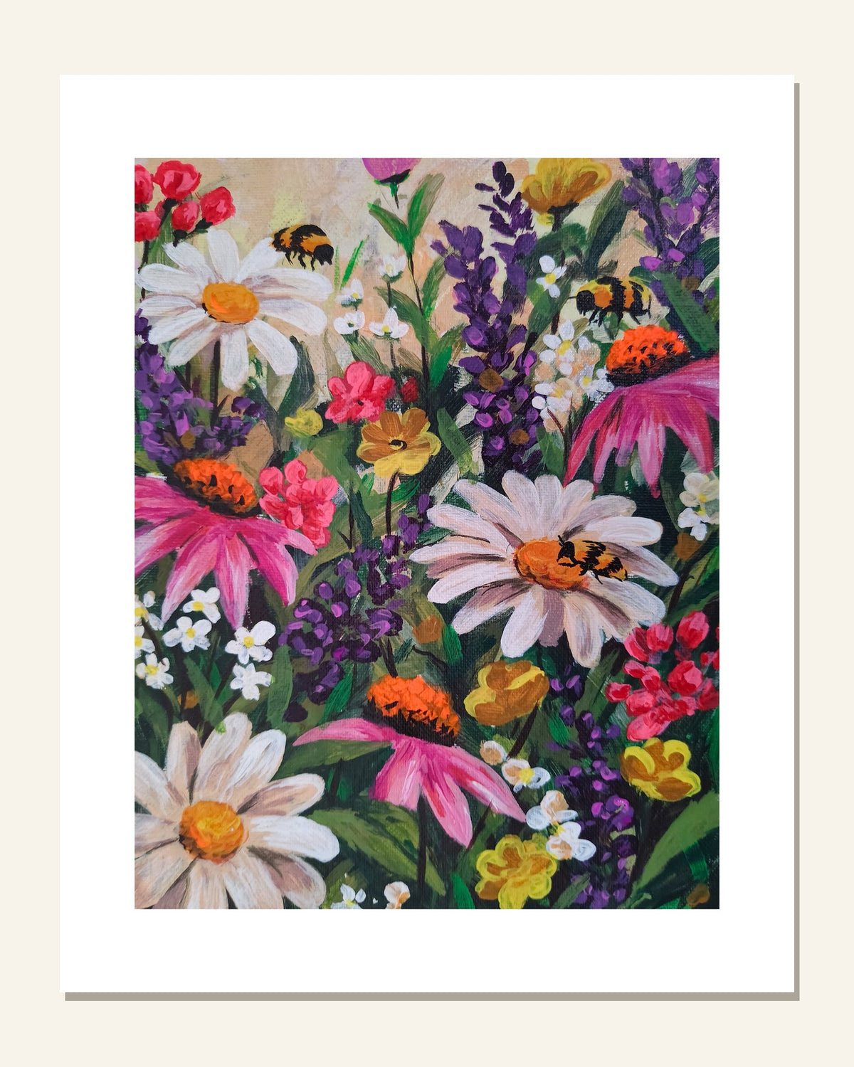 Wildflower Meadow — unframed 8 × 10 art print with white border, exactly as it arrives