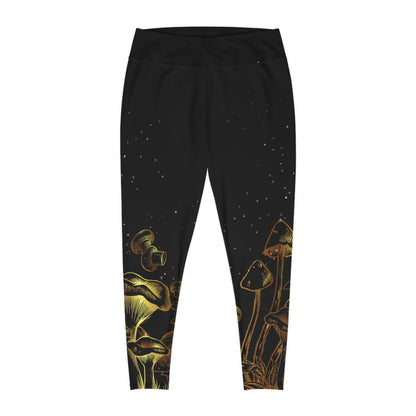 Magic Mushrooms cottagecore, Psychedelic Plus Size Leggings One of a Kind Workout Activewear for Wife, Best Friend,  Christmas Gift mom tights