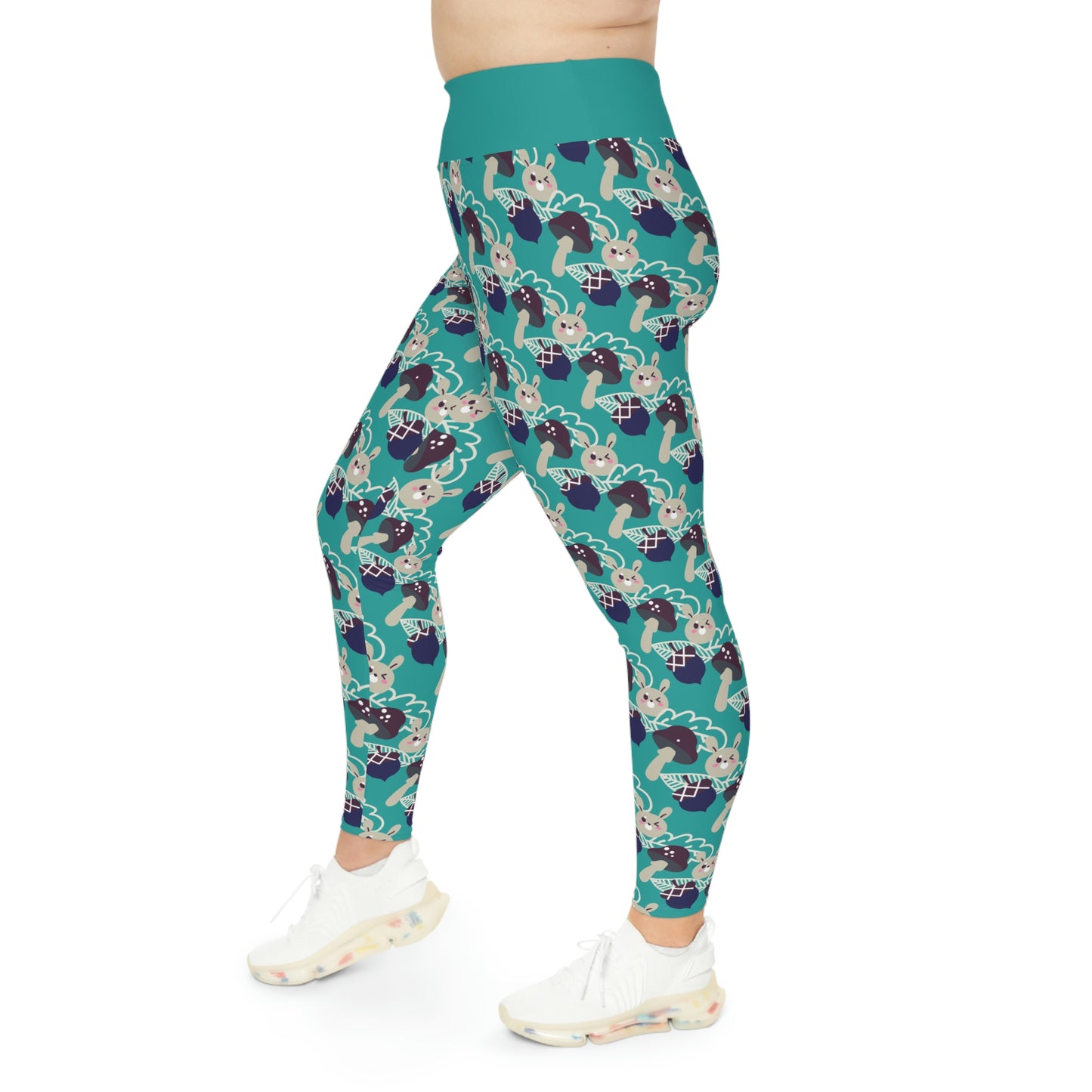 Magic Mushroom Plus Size Leggings One of a Kind Gift - Unique Workout Activewear tights for Mom fitness, Mothers Day, Girlfriend Christmas Gift