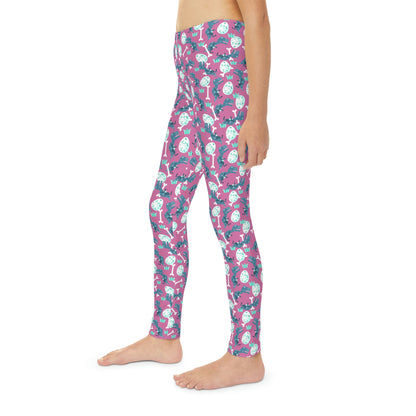 Dinosaur Trex Jurassic Park Youth Leggings,  One of a Kind Gift - Unique Workout Activewear tights for  kids , Daughter, Niece  Christmas Gift